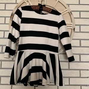 Nuggles black and white stripe peplum top